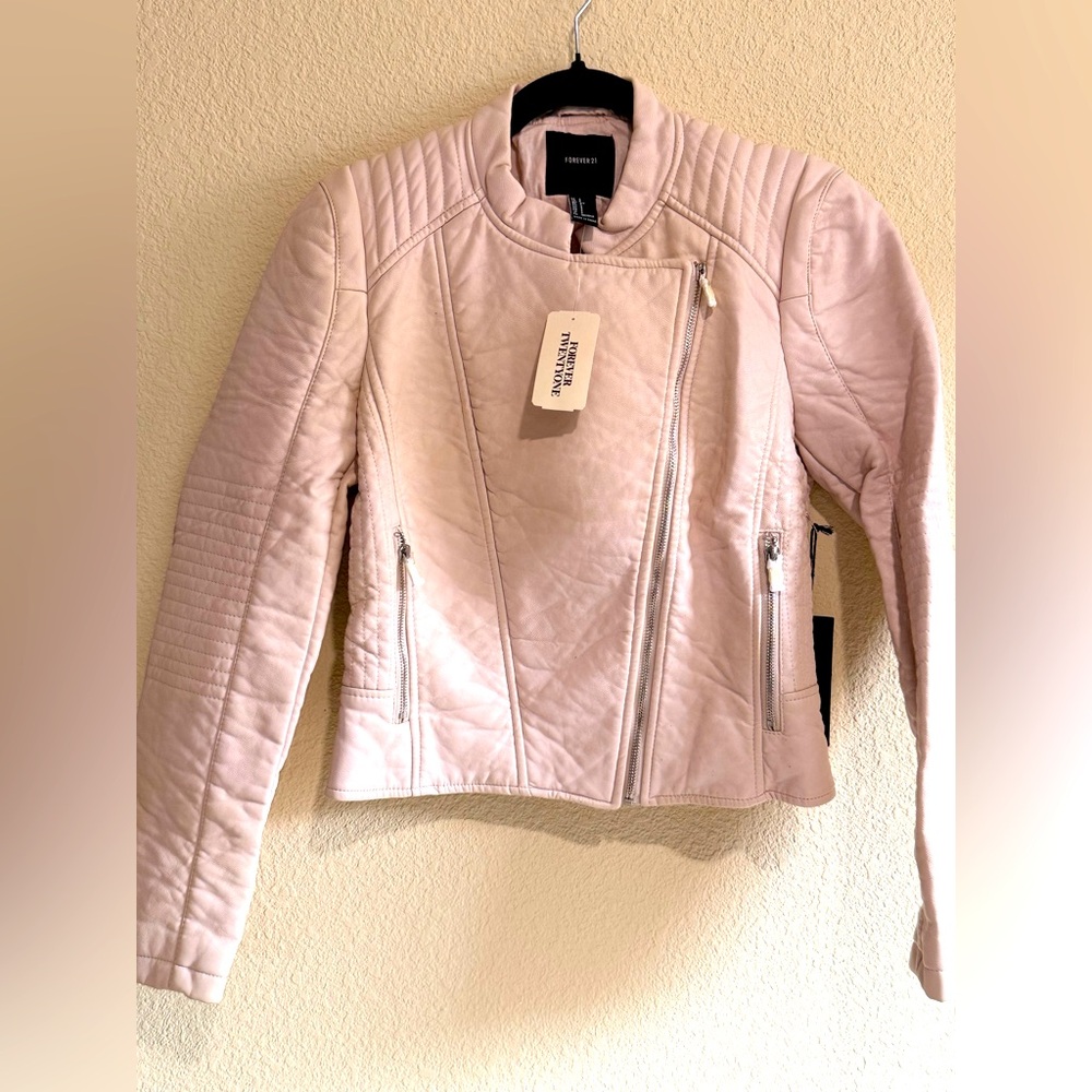 Forever 21 Light Pink Quilted Leather Jacket